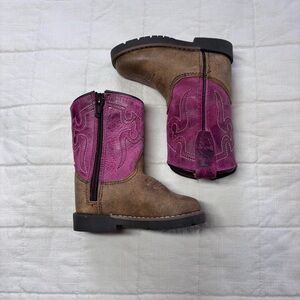 Shyanne Toddler Girls Lil Lainie Round Toe Western Boots 4 Brown Pink